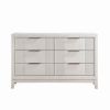 Antique White Finish 1pc Dresser with 6x Drawers Modern Bedroom Furniture, Reeded Fronts