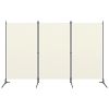 3-Panel Room Divider White 102.4"x70.9" Fabric