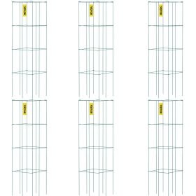 VEVOR Tomato Cages, 14.6" x 14.6" x 39.4", 6 Packs Square Plant Support Cages, Green PVC-Coated Steel Tomato Towers for Climbing Vegetables, Plants