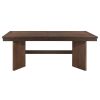Walnut Finish Wood Dining Table with Self-Storing Extension Leaf 1pc Trestle Base V-Angled Design Modern Dining Furniture