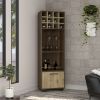 Marsella Corner Bar Cabinet, Eight Built-in Wine Rack, Two Side Shelves Mahogany / Macadamia