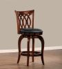 Comfortable Swivel Counter Height Chair 1pc Design Back Dark Cherry Finish Faux Leather Upholstery Solid Wood Furniture