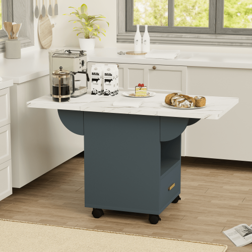39.4" Wood Folding Dining Table with 4 Wheels, Wood Folding End Table with Wheels, Folding Dining Table with Storage Rack and 1 Drawers 39.4" Wood Folding Dining Table with 4 Wheels, Wood Folding End Table with Wheels, Folding Dining Table with Storage Rack and 1 Drawers