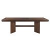 Walnut Finish Wood Dining Table with Self-Storing Extension Leaf 1pc Trestle Base V-Angled Design Modern Dining Furniture