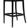Panama 30.5" Curved Back Cane Rattan Bar Stool, Set of 2, Ebony Black Boucle