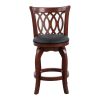Comfortable Swivel Counter Height Chair 1pc Design Back Dark Cherry Finish Faux Leather Upholstery Solid Wood Furniture