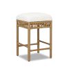 Lucia 25.5" Backless Upholstered Counter Stool with Resin Rattan Frame, Ivory White Boucle