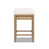 Lucia 25.5" Backless Upholstered Counter Stool with Resin Rattan Frame, Ivory White Boucle