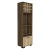 Marsella Corner Bar Cabinet, Eight Built-in Wine Rack, Two Side Shelves Mahogany / Macadamia