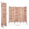 6-Panel Classic Louver Slatted Room Divider Screen in Brown Wood Finish