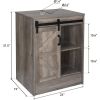 Modern Farmhouse Bathroom Vanity in Rustic Wood Finish with Brown Glass Sink